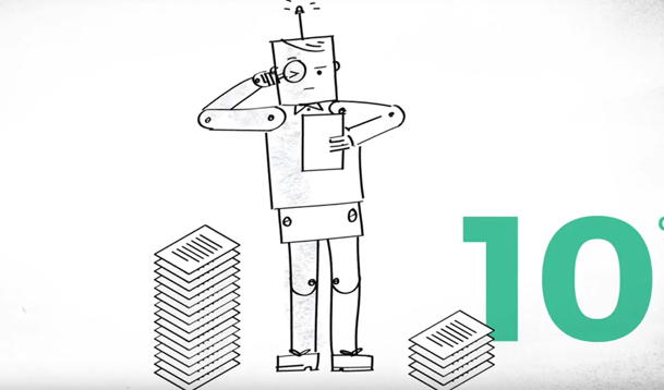 Robot læser mange papirer